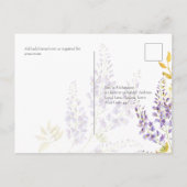 Lila Paars Wisteria Gold Wedding RSVP Briefkaart (Achterkant)