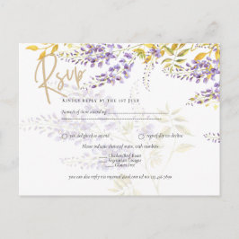 Lila Paars Wisteria Gold Wedding RSVP Briefkaart