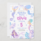 Lila Paars Zee Zeemeermin Birthday Kaart (Voorkant)