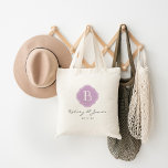 Lila Paarse Aangepaste Monogram Bruiloft Favor Tas<br><div class="desc">Aangepaste bruiloft gunst of welkom Canvas tas met gepersonaliseerde monogram,  namen,  en bruiloft datum</div>
