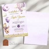 Lila Paarse Aqeeqah Moslim Verjaardag Meisje Kaart