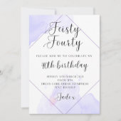 Lila Paarse aquarel 40e verjaardag uitnodiging (Voorkant)