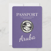Lila Paarse Aruba Paspoort bruiloft uitnodiging (Achterkant)