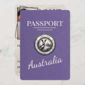 Lila Paarse Australië Paspoort Bewaar de datum Save The Date (Voorkant / Achterkant)