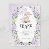 Lila Paarse Baby Bedankkaart (Voorkant / Achterkant)