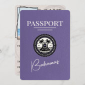 Lila Paarse Bahamas Paspoort Bewaar de datum Save The Date (Voorkant / Achterkant)