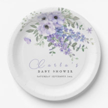 Lila paarse bloemen baby shower 
