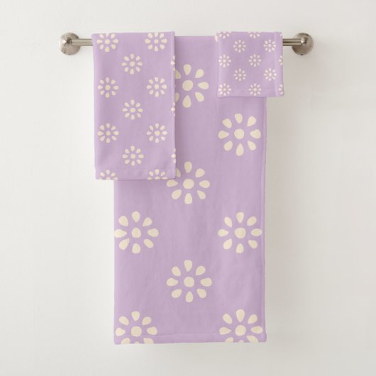 Lila paarse bloemen Boho esthetisch patroon Bad Handdoek (Insitu)