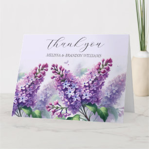 Lila Paarse Bloemen bruiloft Dank u Bedankkaart