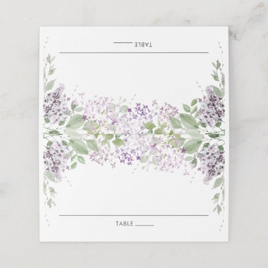 Lila Paarse Bloemen Bruiloft Gast Naam Plaats Kaar Plaatskaartje (Buitenkant ongevouwen)
