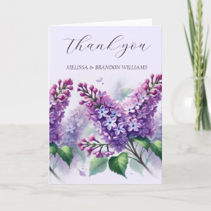 Lila Paarse Bloemen Elegante bruiloft Dank u Bedankkaart