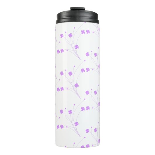 Lila paarse bloemen, kleine pasteelafdruk thermosbeker (Voorkant)