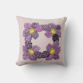 Lila paarse bloemen kussen