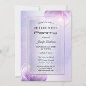 Lila Paarse Bloemen Uitnodiging van het Pensioenfe (Voorkant)