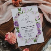 Lila paarse bloemen — Uitnodiging voor bridale dou