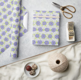 Lila Paarse bloemenpatroonveer Cadeaupapier