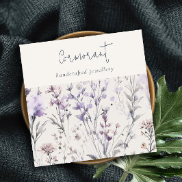 Lila Paarse bloemenschrift oorbel studentenhouder Vierkante Visitekaartje