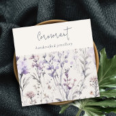 Lila Paarse bloemenschrift oorbel studentenhouder Vierkante Visitekaartje