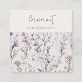 Lila Paarse bloemenschrift oorbel studentenhouder Vierkante Visitekaartje (Voorkant)