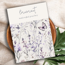 Lila Paarse Bloemenscript Hairclip Pin Holder Visitekaartje