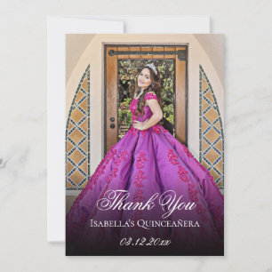 Lila Paarse Bloemige Gepersonaliseerde Quinceanera Bedankkaart