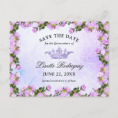 Lila Paarse Bloemige Quinceanera Save The Date Briefkaart (Voorkant)