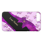 Lila paarse  bloemmotief Case-Mate iPhone case (Achterkant (Horizontaal))