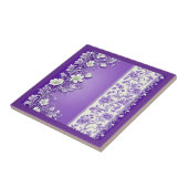 Lila-Paarse bloemmotief Tegeltje (Zijkant)