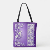 Lila-Paarse bloemmotief Tote Bag (Achterkant)