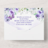 Lila Paarse bloemprinses Quinceañera All In One Uitnodiging (Achterkant)