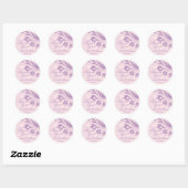 Lila Paarse Blush Bloemen Bruiloft Dank u Favor Ronde Sticker (Vel)