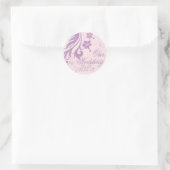 Lila Paarse Blush Bloemen Bruiloft Envelope Seal Ronde Sticker (Tas)