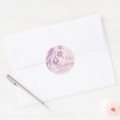 Lila Paarse Blush Bloemen Bruiloft Envelope Seal Ronde Sticker (Envelop)
