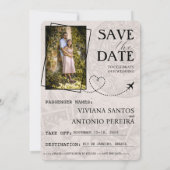 Lila Paarse Brazilië paspoort Bewaar de datum Save The Date (Achterkant)