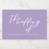 Lila Paarse bruiloft gepersonaliseerde mini Sparkling Wijnetiket (Enkel label)