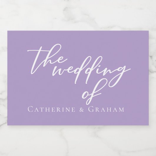 Lila Paarse bruiloft gepersonaliseerde mini Sparkling Wijnetiket (Enkel label)