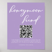 Lila Paarse bruiloft huwelijksreis fonds QR-code Poster (Voorkant)
