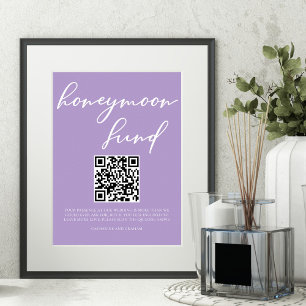 Lila Paarse bruiloft huwelijksreis fonds QR-code Poster