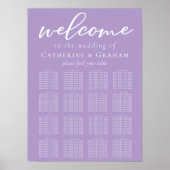 Lila Paarse bruiloft minimalistische zitkaart Poster (Voorkant)