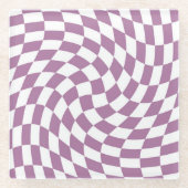 Lila Paarse cheque op Collectie voor weduwen Glazen Onderzetter (Voorkant)