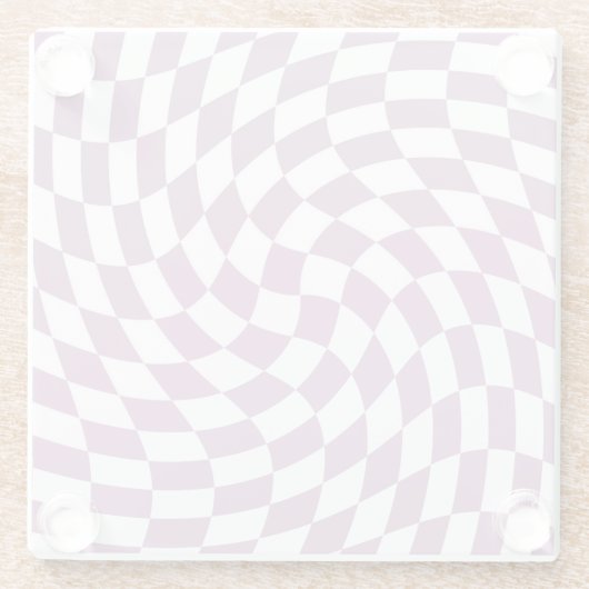 Lila Paarse cheque op Collectie voor weduwen Glazen Onderzetter (Achterkant)