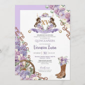 Lila Paarse Classy Westerne Charro Quinceanera Kaart (Voorkant / Achterkant)