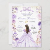 Lila Paarse Coquette Bow Princess Quinceanera Kaart (Voorkant)