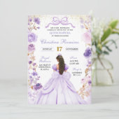 Lila Paarse Coquette Bow Princess Quinceanera Kaart (Staand voorkant)