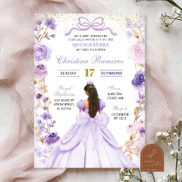 Lila Paarse Coquette Bow Princess Quinceanera Kaart