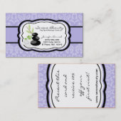 Lila Paarse Damask Spa Hot Stones Visitekaartje (Voorkant / Achterkant)
