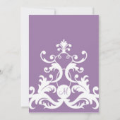 Lila Paarse Elegant Damask Wedding Uitnodiging (Achterkant)