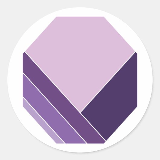 Lila Paarse elegante Vee Home Pattern Ronde Sticker (Voorkant)