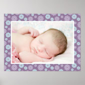 Lila Paarse en Blauwe Bloemen Custom Foto Poster (Voorkant)