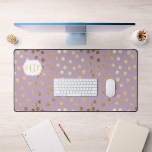 Lila Paarse en gouden Glitter Dot Patterned Bureaumat
